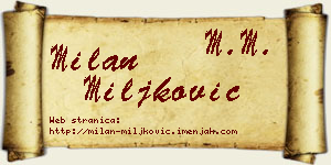 Milan Miljković vizit kartica